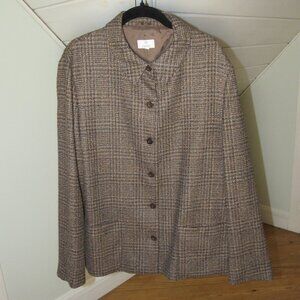Zanella Wool Blend Tweed Button Up Blazer Made in Italy Womens 14
